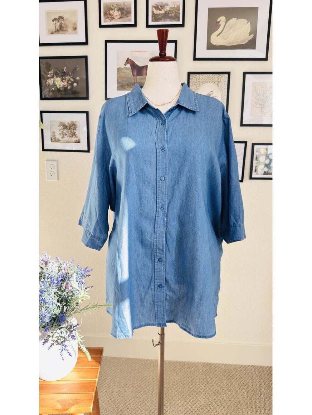 American Sweetheart Chambray Button-Down Shirt - Size 4X